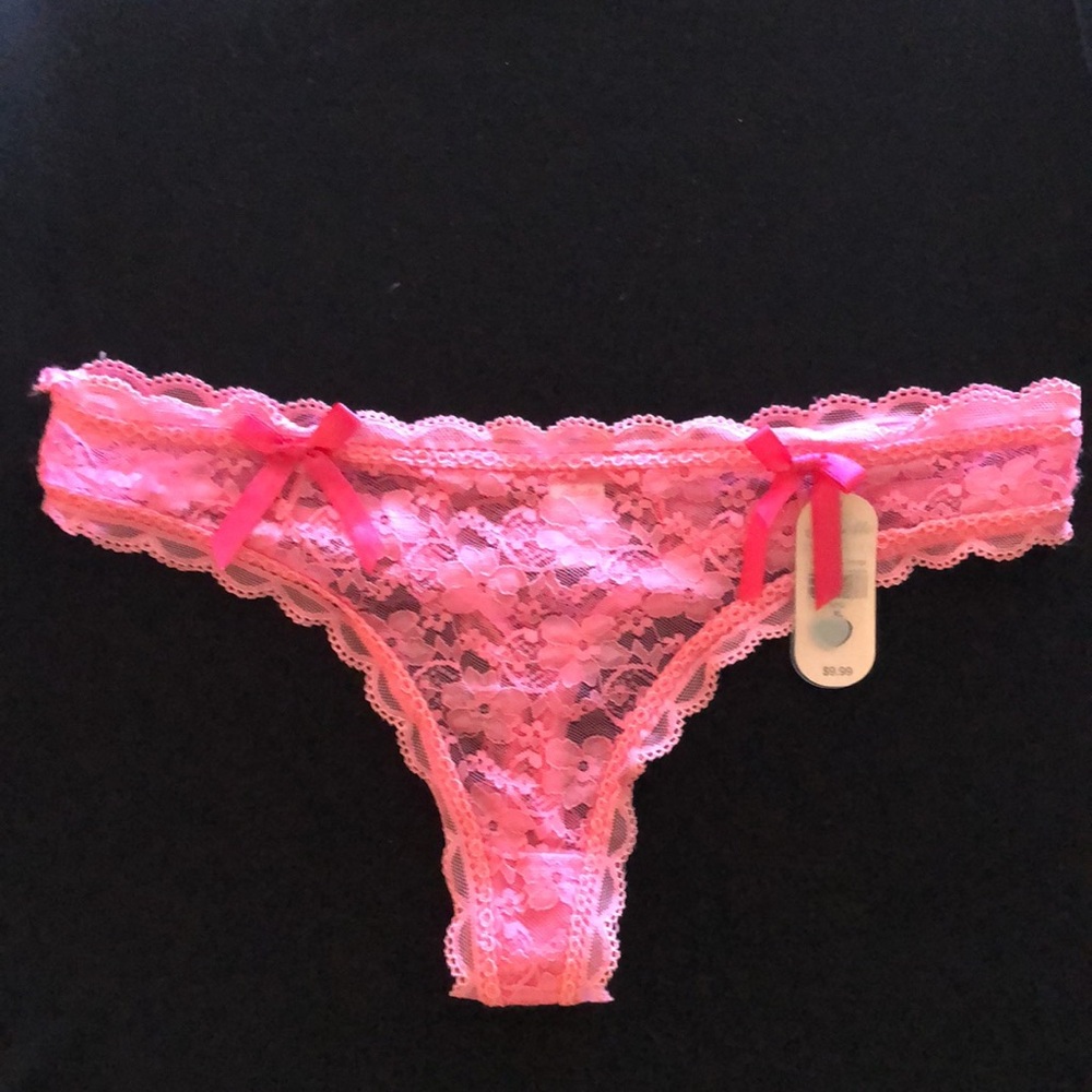 NWT hot pink lace thongs